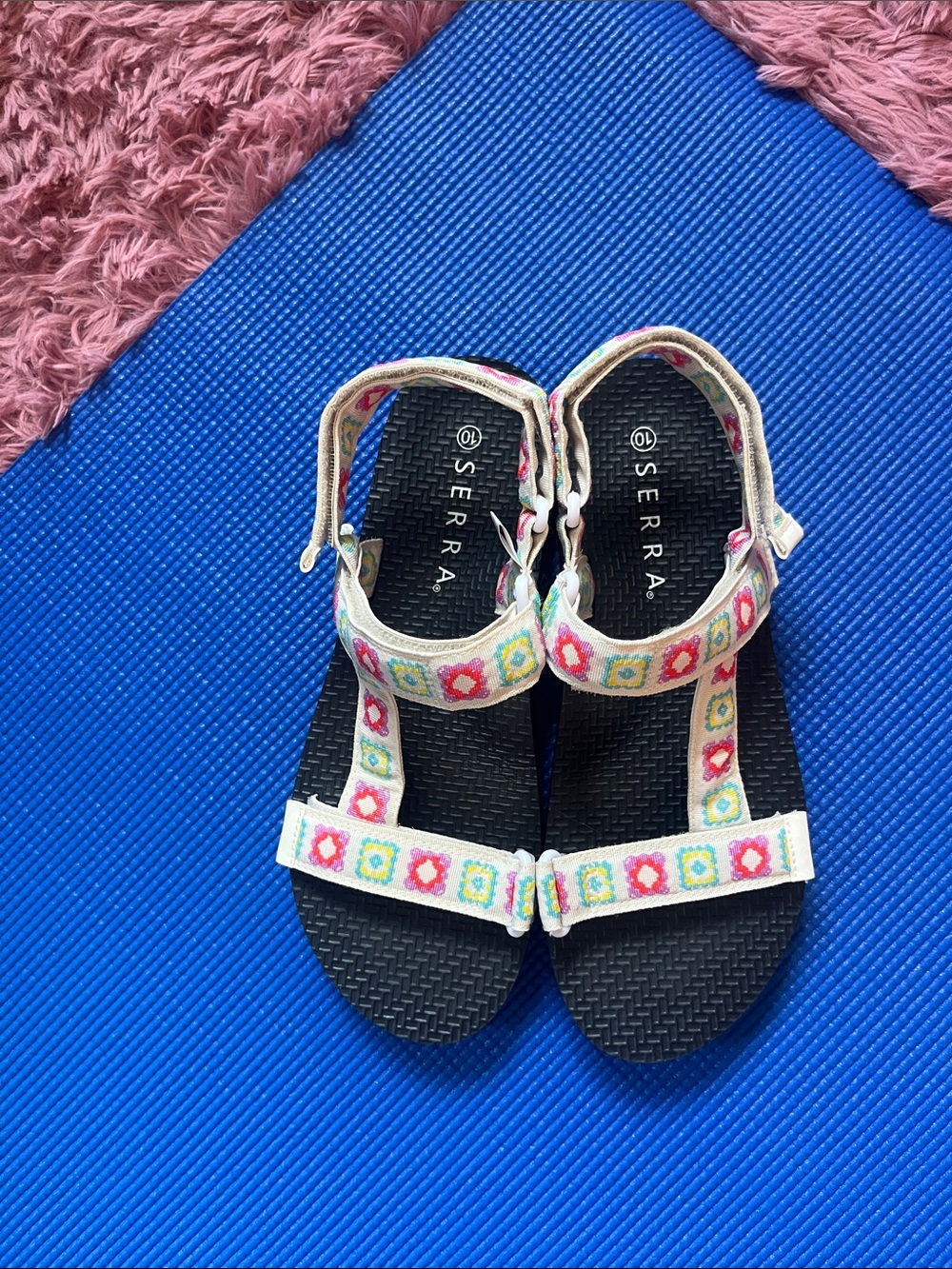 Serra White Multicolor Floral Strap Sandals